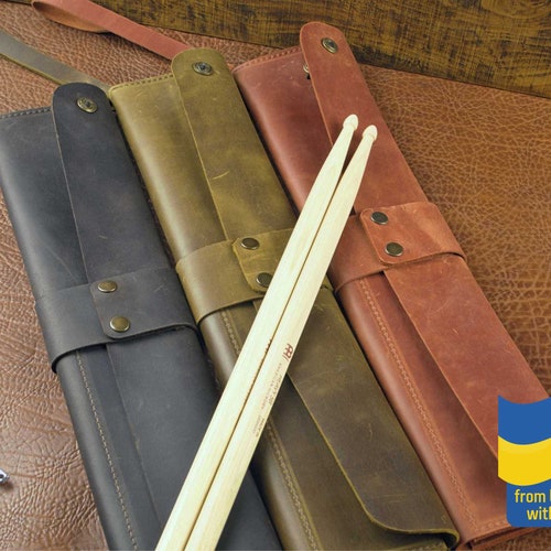 Personalized Leather Drumstick Holder Gift for Drummer. Gift Etsy