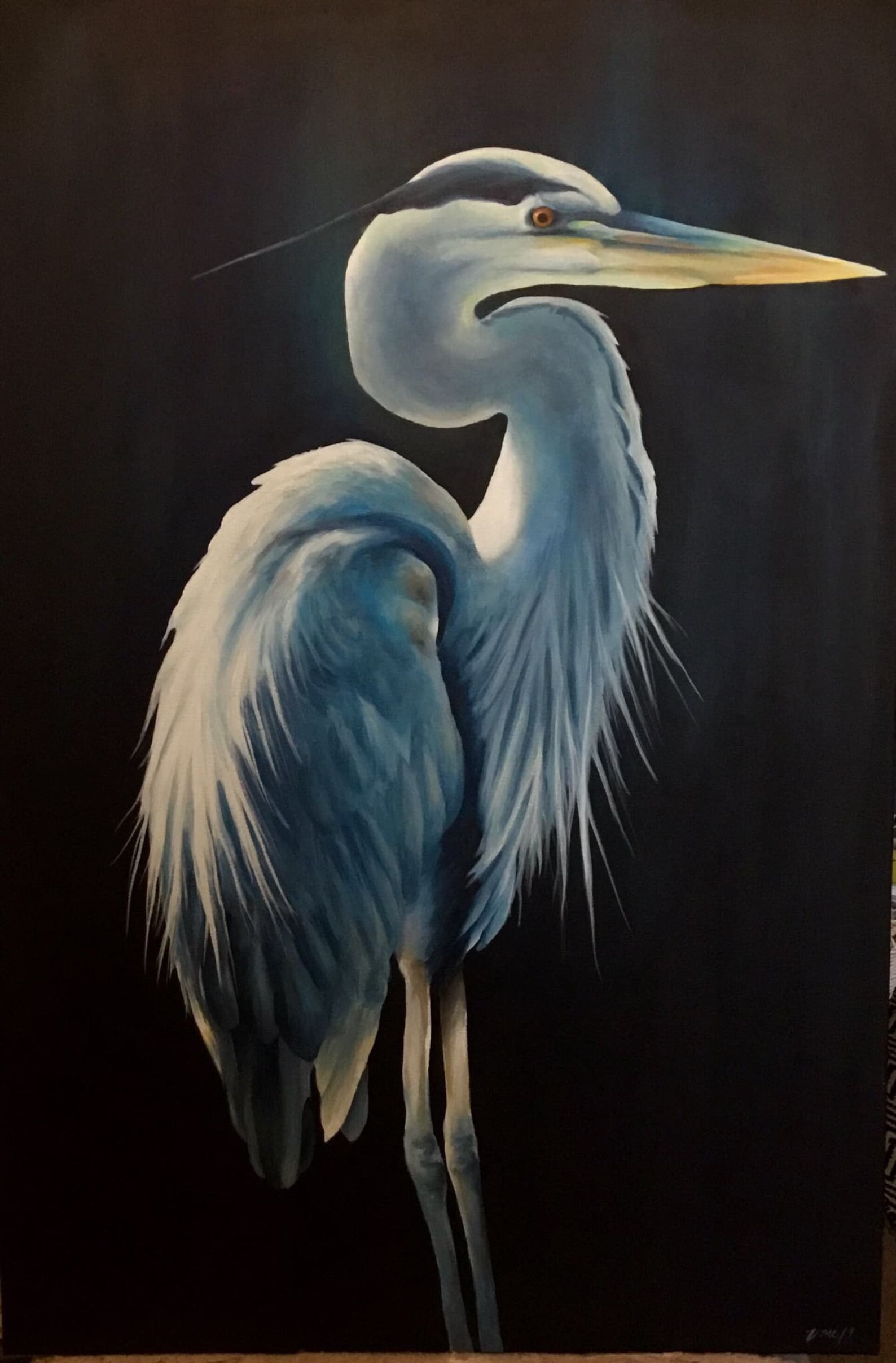 The Great Blue Heron Acrylic painting in fine art Giclee Print Etsy