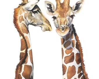 Giraffe Giclee print of original watercolour safari art