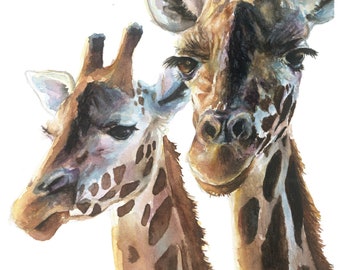 Giraffe Giclee print of original watercolour safari art