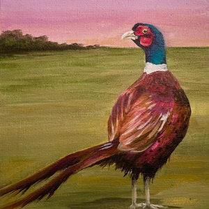 Soirée Faisan Peinture acrylique originale