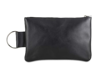 Jerusalem Sandals - Leather Makeup Bag | Black