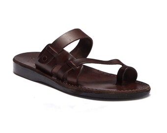 Jerusalem Sandals - Jabin - Men's Leather  Toe Loop Sandal | Brown