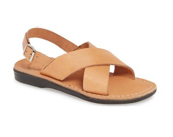 Jerusalem Sandals - Elan Buckle - Women's Leather  Thick Strap Sandal | Tan