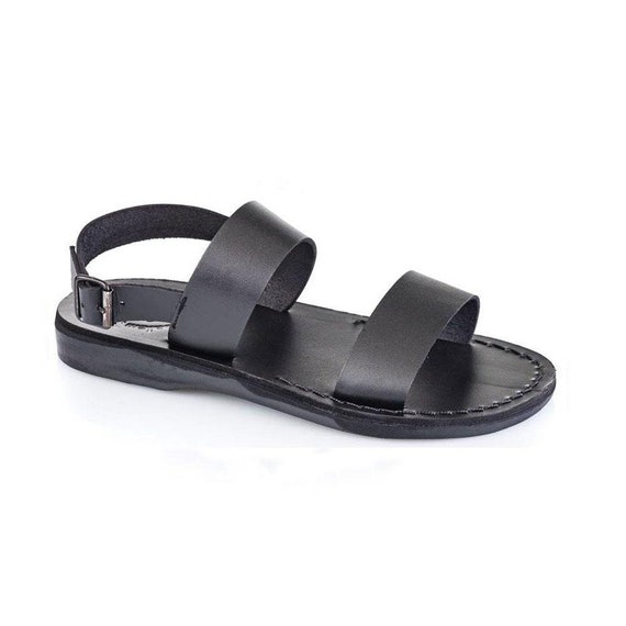 Jerusalem Sandals Jabin Men's Leather Toe Loop Sandal Black - Etsy