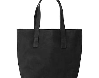 Jerusalem Sandals - Classic Tote Leather Bag | Black Suede