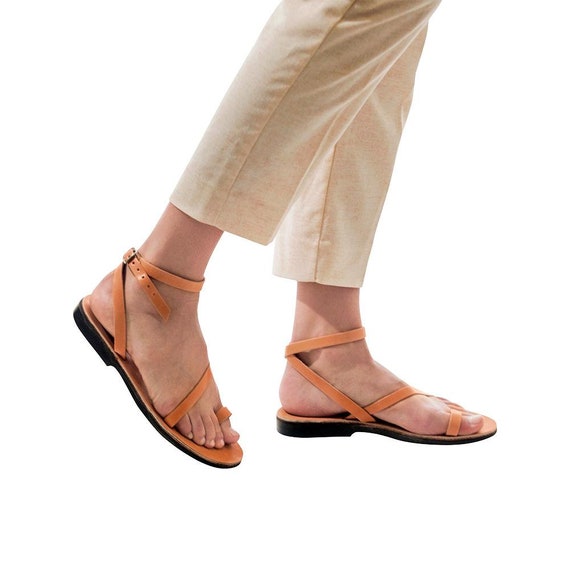 William Handmade Men's Brown Leather Sandals, Clothing | Judaica Web Store