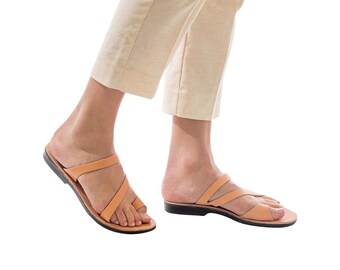 Jerusalem Sandals - Noah - Women's Leather  Slide On Sandal | Tan