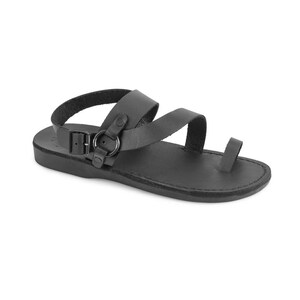 Jerusalem Sandals - Gabriel - Men&#39;s Leather  Toe Loop Sandal | Black
