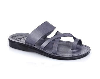 Jerusalem Sandals - The Good Shepherd - Women's Leather  Toe Loop Sandal | Grey