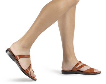 Jerusalem Sandals - Noah - Women's Leather  Slide On Sandal | Honey