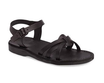 Jerusalem Sandals - Miriam - Women's Leather  Slingback Buckle Sandal | Black
