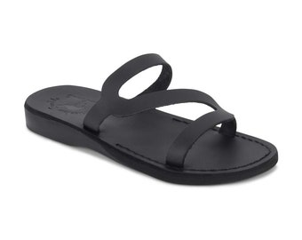 Jerusalem Sandals - Natalie - Women's Leather  Slide On Sandal | Black