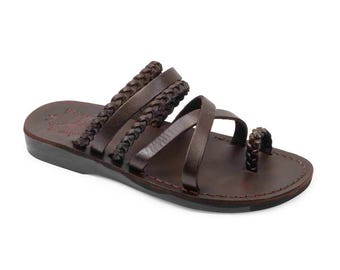 Jerusalem Sandals - Uri - Strappy Braided Toe Loop Sandal | Brown