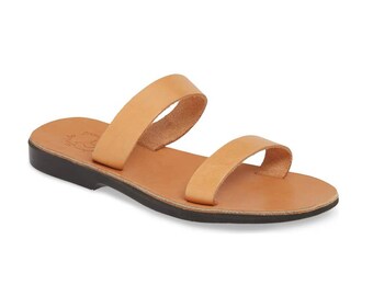 Jerusalem Sandals - Ada - Women's Leather  Double Strap Sandal | Tan