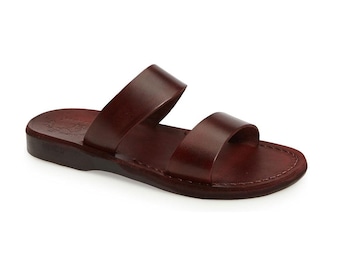 Jerusalem Sandals - Aviv - Women's Leather  Wide Strap Sandal | Brown