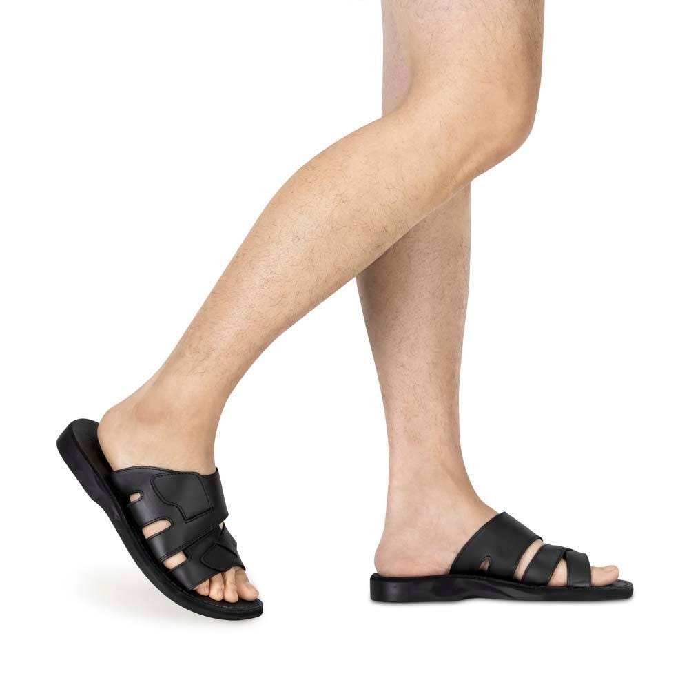 Mateo - Leather Open Toe Slide Sandal Black