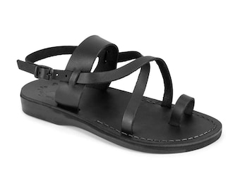 Jerusalem Sandals - Bethany - Women's Leather  Cross Strap Sandal | Black