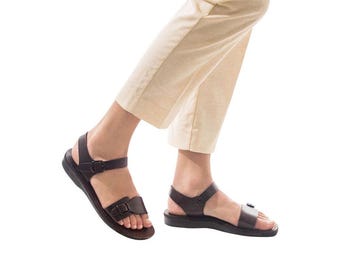 Jerusalem Sandals - The Original - Women's Leather  Adjustable Strap Sandal | Brown