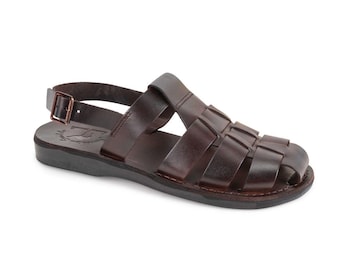 Michael - Closed Toe Leather Fisherman Sandal | Brown