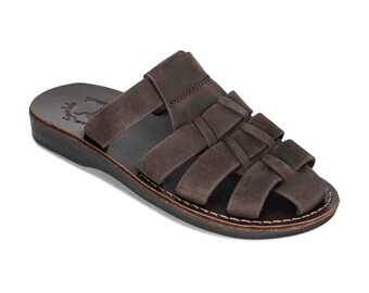 Jerusalem Sandals - Michael Slide - Women's Leather  Pacific Slide Sandal | Brown Nubuck