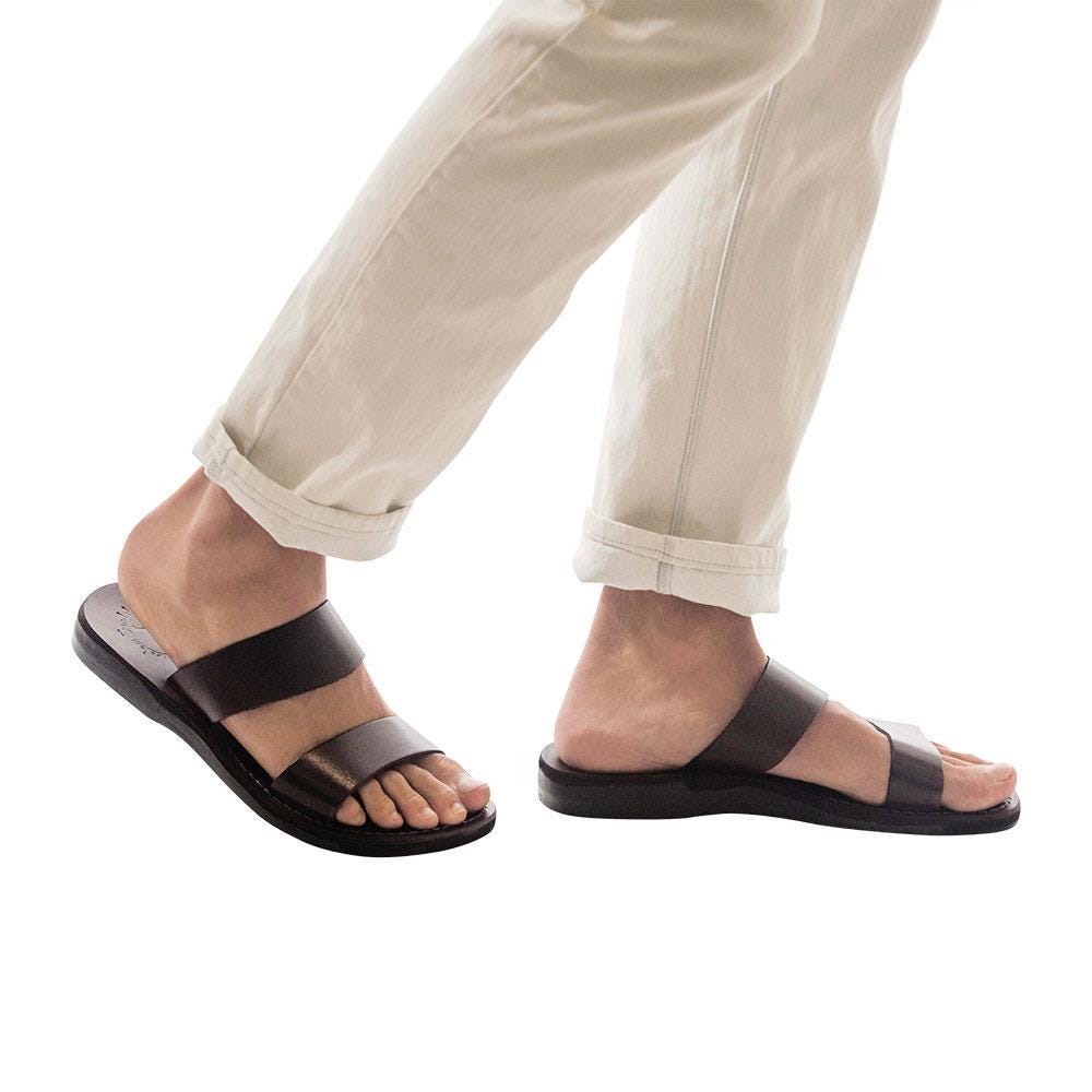 Jerusalem Sandals Men\'s Tan Leather Double-Strap Slide Sandals 41 Jerobaal Handmade Men main image 4