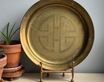 SET of 3 LARGE Asian Round Brass Trays (30