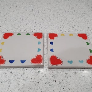 Hearts ceramic coasters set