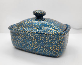 Midnight blue butter dish