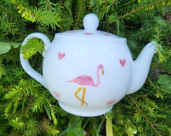 Pink Flamingo love teapot two cup