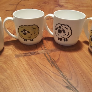 Scottish sheep china mugs