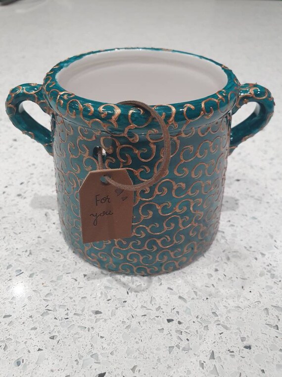 Emerald Green Utensil Jar With Handles Etsy UK