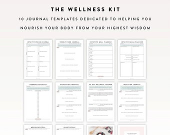 Wellness Kit / Wellness Journal, Intuitive Wellness Journal, Wellness, Wellness Tracker, Wellness Diary, Journal Template, Bullet Journal
