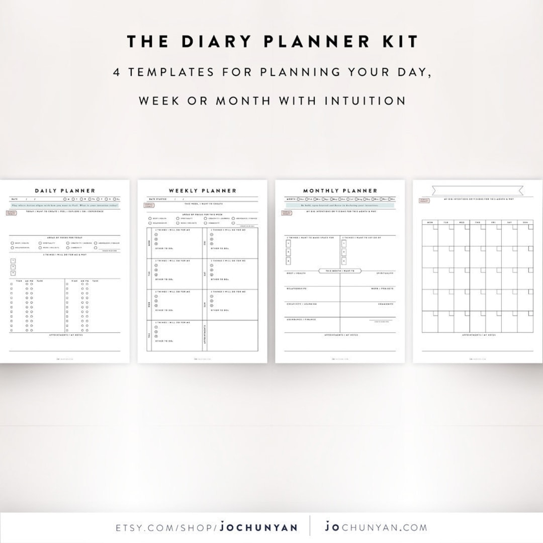 Daily Planner Sheet Set, Weekly Planner Set, Daily Journal Kit, Journal ...