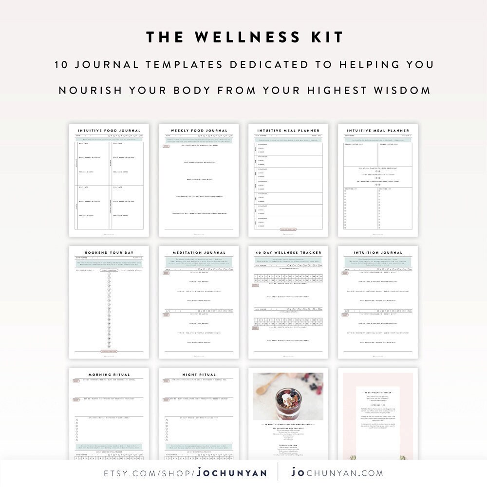Wellness Kit / Wellness Journal, Intuitive Wellness Journal, Wellness,  Wellness Tracker, Wellness Diary, Journal Template, Bullet Journal 