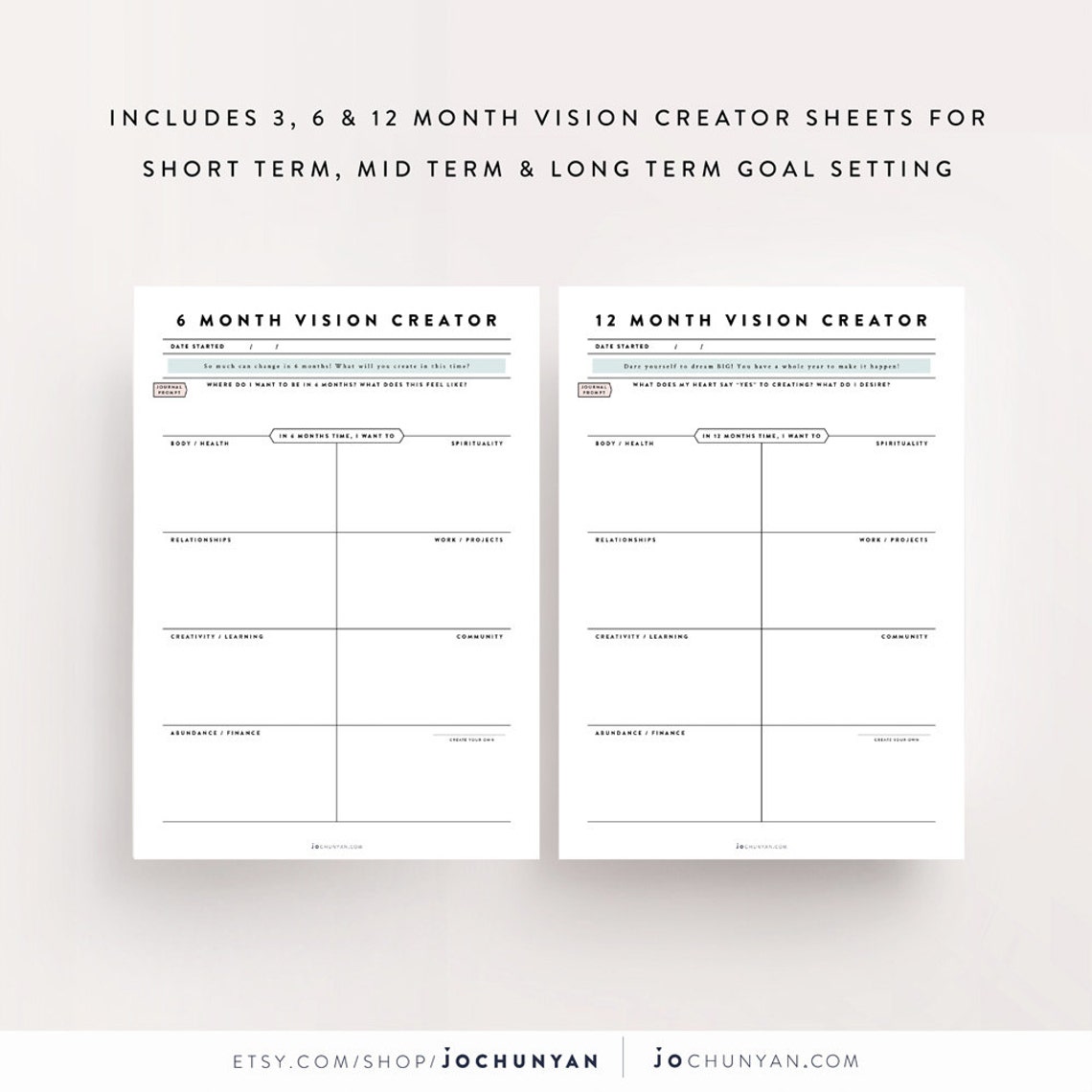 Vision Creator Kit / Goal Planner Journal Template Planner | Etsy