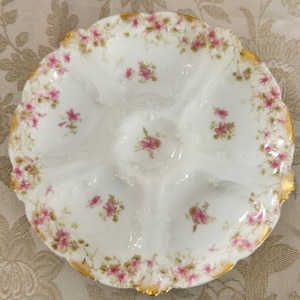 Antique Pink Floral Oyster Plate - Charles Field Haviland - Limoges Porcelain - France