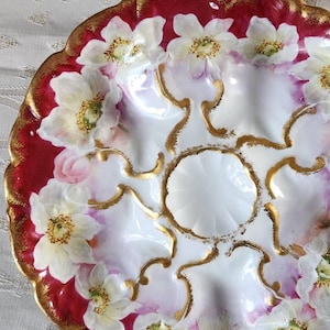 Antique Oyster Plate - Hand-Painted Elite Works - Limoges Porcelain - France