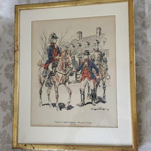 Litografía de la Revolución Americana ~ Dragones Ligeros de Virginia, 1776.