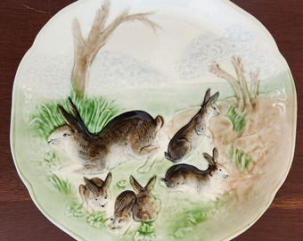 Antique Choisy Le Roi,  Rabbit Plate ~ Collectable Rabbits - France