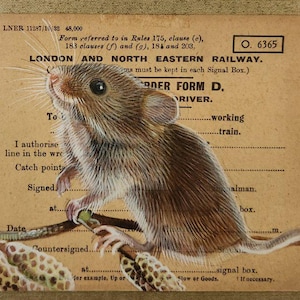 Peinture originale de souris - carte antique de chemin de fer de Londres et du nord-est ~ Angleterre