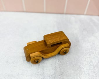 Handcrafted Wooden Toy Car | Vintage Wood Roadster | Heirloom Kids Decor or Nursery Shelf Display