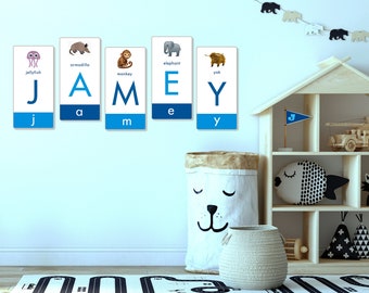 Custom Watercolor Animal Name Art | Kids Room Decor