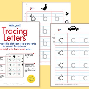 Tracing Letters, Lower-Case Print | alphabet | 26 pages | follow the lines and arrows | kids practice manuscript print