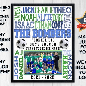 SOCCER COACHES GIFT Printable Soccer Custom Soccer Gift Boys Soccer End of Year Soccer Gift Soccer Team Photo Soccer Thank You image 2