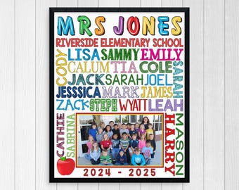 GIFT FOR TEACHER, Class Photo Gift, Teacher Appreciation Week Gift Ideas, Teacher Gift, Student Names Photo Gift, End of Year Gift