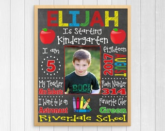 FIRST DAY Of SCHOOL Sign ~ 1st Day of Kindergarten Poster ~ Printable Back to School Sign ~ Digital Chalboard Prop ~ jpeg File