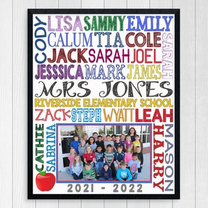 TEACHER APPRECIATION GIFT for Teacher ~ Class Photo Gift ~ End of Year Gift ~ Gift from Class Teacher Gift Student Names Photo Gift Digital