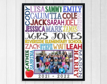 TEACHER APPRECIATION GIFT for Teacher ~ Class Photo Gift ~ End of Year Gift ~ Gift from Class Teacher Gift Student Names Photo Gift Digital