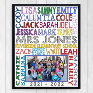 GIFT FOR TEACHER, Class Photo Gift, Teacher Appreciation Week Gift Ideas, Teacher Gift, Student Names Photo Gift, End of Year Gift